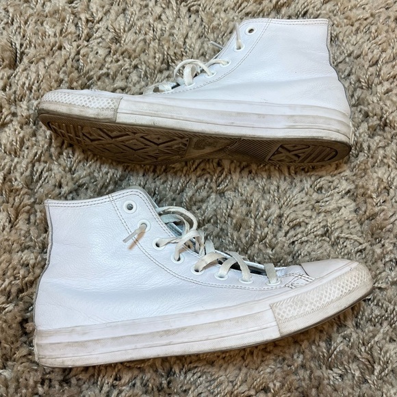 Converse Shoes - Women’s all white leather converse size 8.5